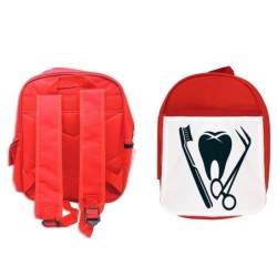 MOCHILA ROJA logo dentista...