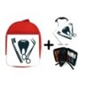 PACK MOCHILA ROJA Y ESTUCHE logo dentista profesion dientes medico material escolar