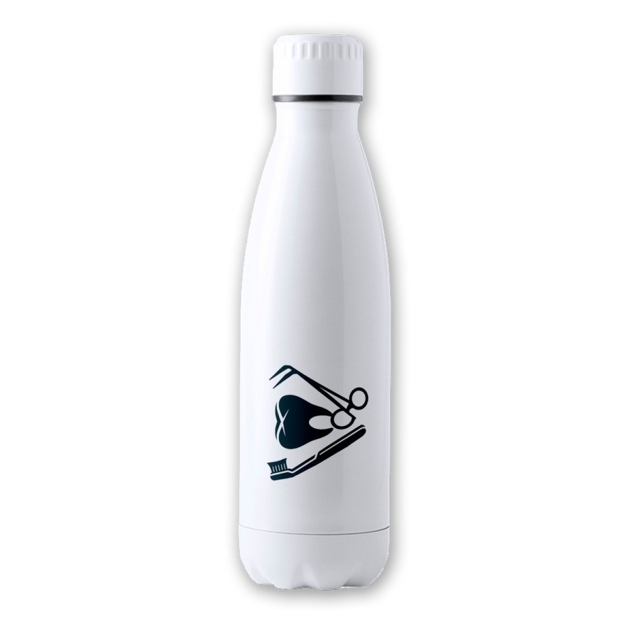 BIDON 700 ML ACERO INOXIDABLE logo dentista profesion dientes medico tapon seguridad botella