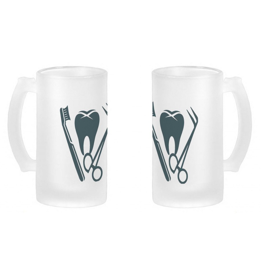 JARRA CERVEZA CRISTAL logo dentista profesion dientes medico esmerilada esmerilado 500ml