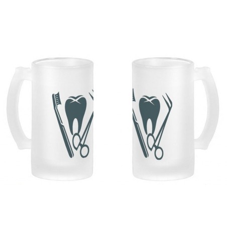 JARRA CERVEZA CRISTAL logo dentista profesion dientes medico esmerilada esmerilado 500ml