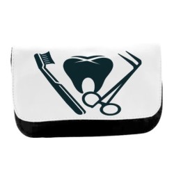 ESTUCHE NECESER DE LONA logo dentista profesion dientes medico unisex negro bolsa aseo multiusos