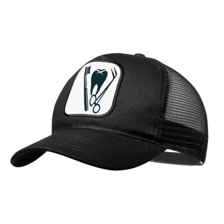 GORRA NEGRA CON REJILLA logo dentista profesion dientes medico moda deporte