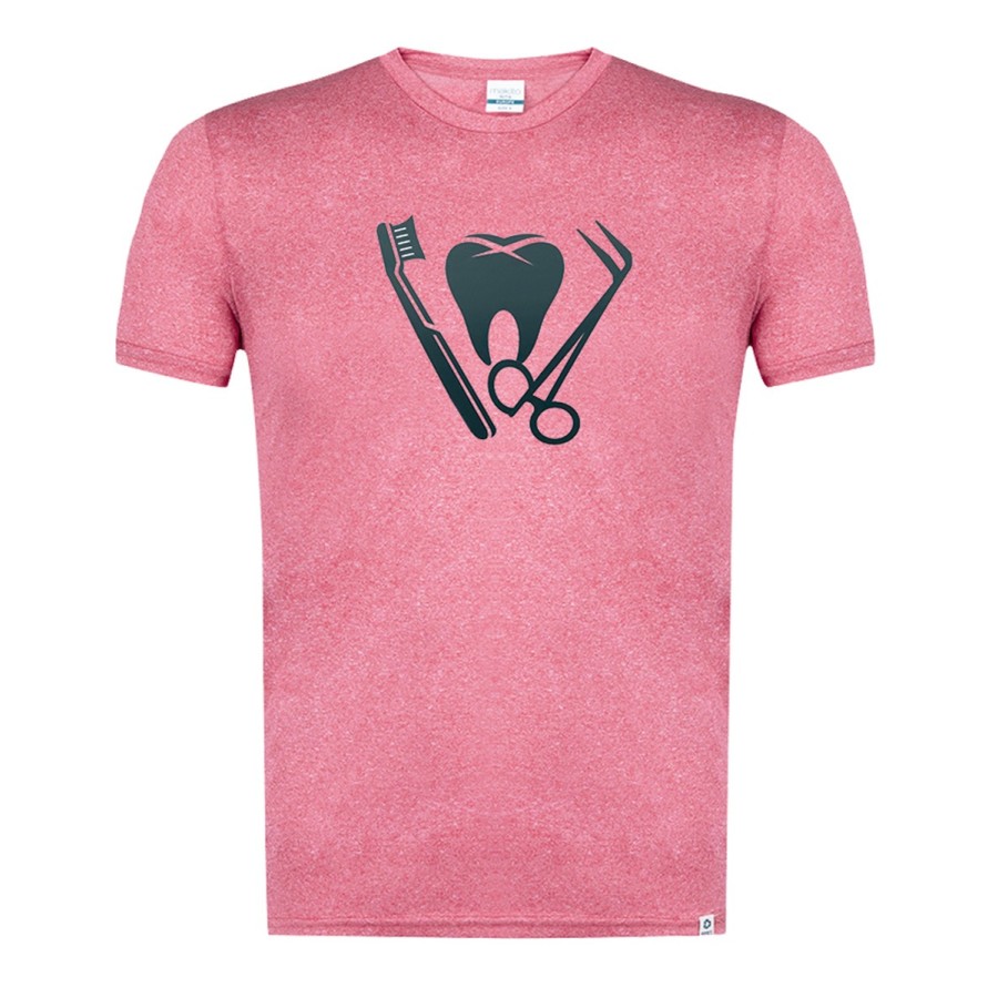 CAMISETA ROJA MEZCLA logo dentista profesion dientes medico moda verano tshirt