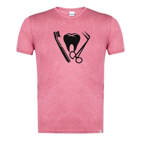 CAMISETA ROJA MEZCLA CON IMAGEN EN TONALIDADES NEGRAS logo dentista profesion dientes medico tshirt