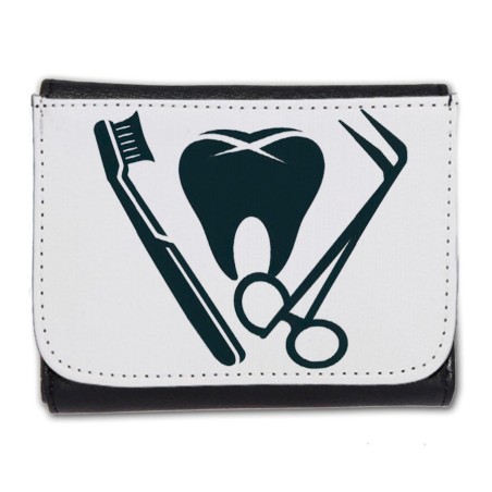 BILLETERA BILLETERO logo dentista profesion dientes medico hombre caballero negro monedero