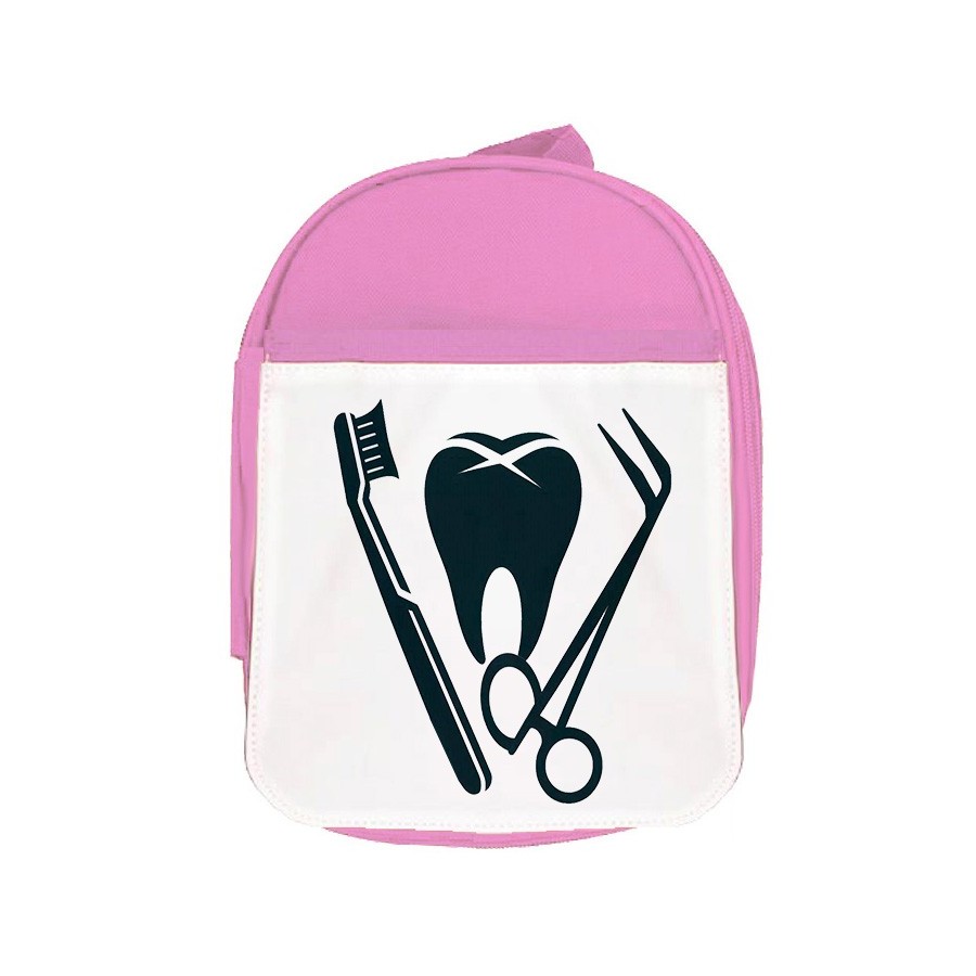 MOCHILA ROSA logo dentista profesion dientes medico escolar personalizado picnic excursión deporte