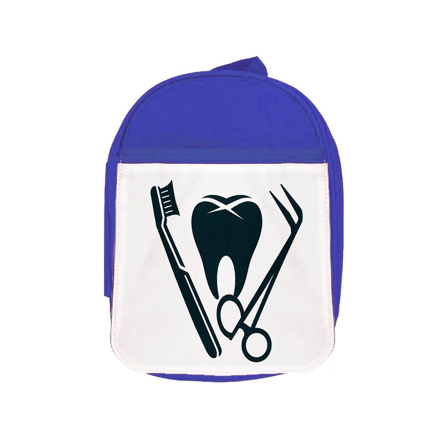 MOCHILA AZUL logo dentista profesion dientes medico escolar personalizado picnic excursión deporte