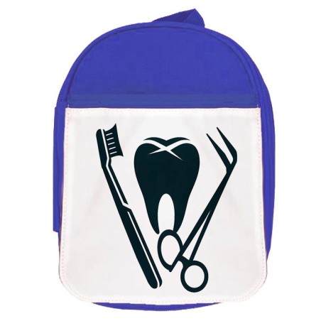 MOCHILA AZUL logo dentista profesion dientes medico escolar personalizado picnic excursión deporte