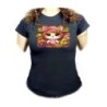 CAMISETA NEGRA MUJER gato frutero animal profesion fruteria oferta personalizada