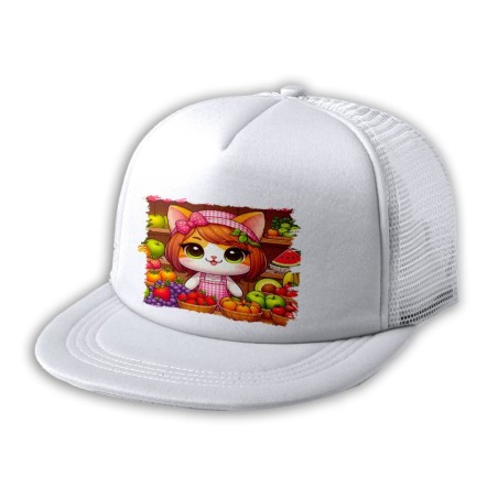 GORRA 5 PANELES REDECILLA TRASERA gato frutero animal profesion fruteria estilo rapero