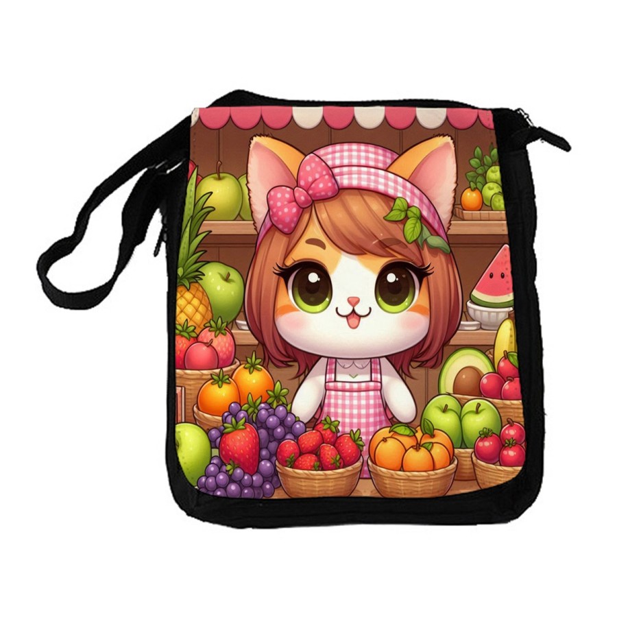 BANDOLERA REPORTERO MEDIANA BOLSO gato frutero animal profesion fruteria bolsa mochila hombro