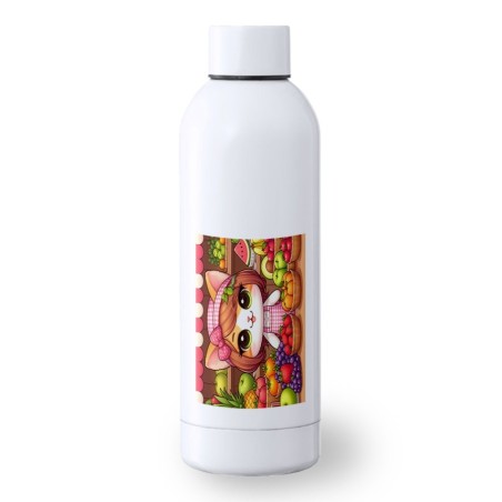 BIDON 500 ML ACERO INOXIDABLE gato frutero animal profesion fruteria deporte deportivo botella senderismo