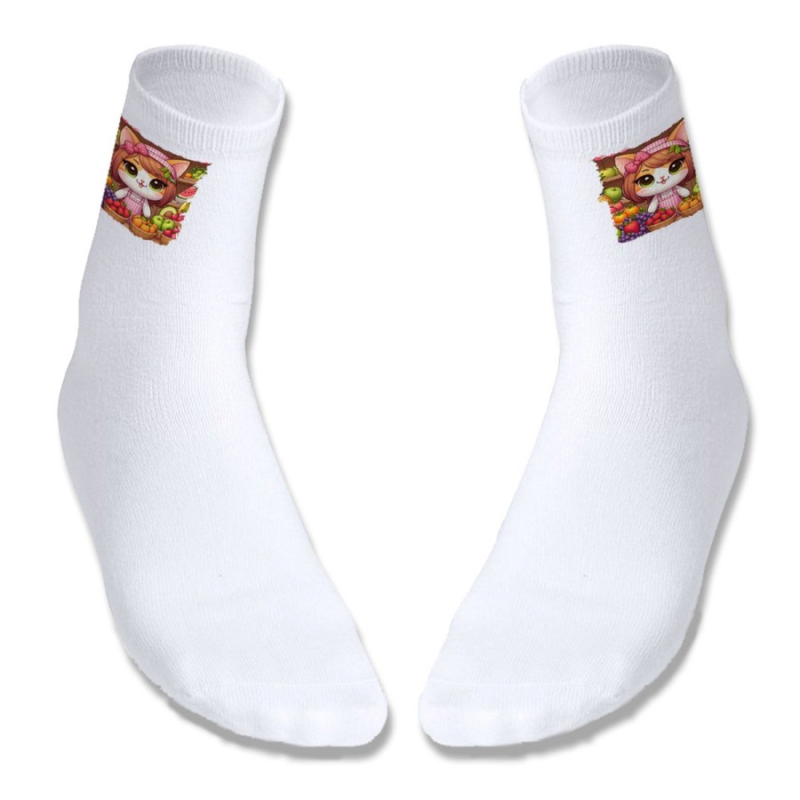 PAR DE CALCETINES SUAVES TALLA S-M gato frutero animal profesion fruteria deportivos moda poliester