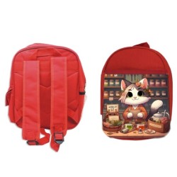 MOCHILA ROJA gato...