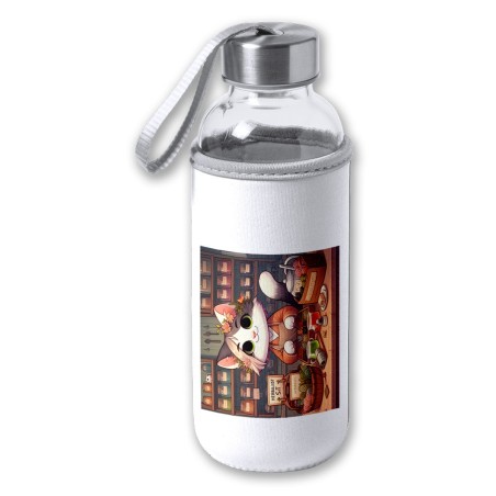 BIDON DE 420 ML CON FUNDA DE NEOPRENO gato herbolista animal profesion herbolisteria tapon seguridad