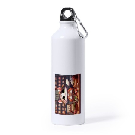BIDON GRANDE 800 ML ACERO INOXIDABLE gato herbolista animal profesion herbolisteria deporte deportivo mosqueton botella