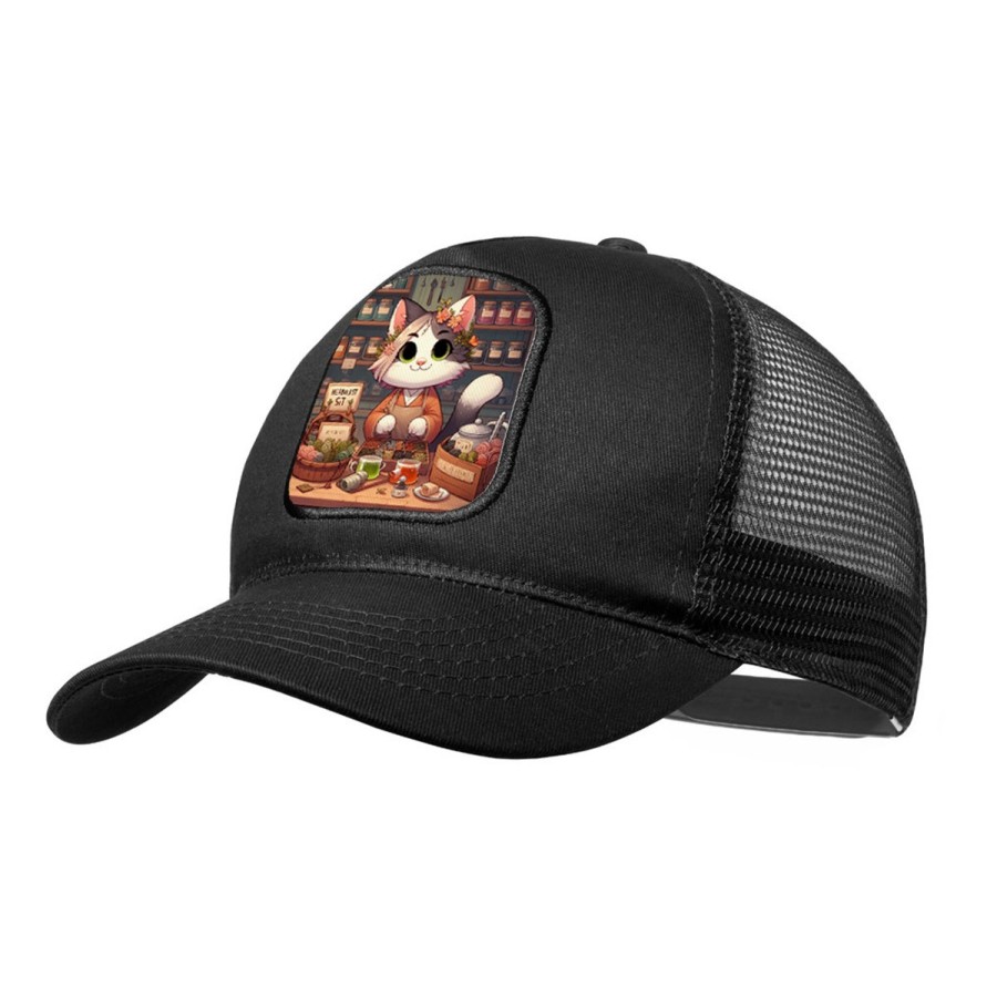 GORRA NEGRA CON REJILLA gato herbolista animal profesion herbolisteria moda deporte