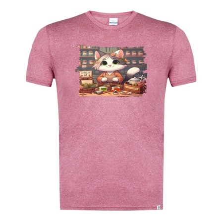 CAMISETA ROJA MEZCLA gato herbolista animal profesion herbolisteria moda verano tshirt