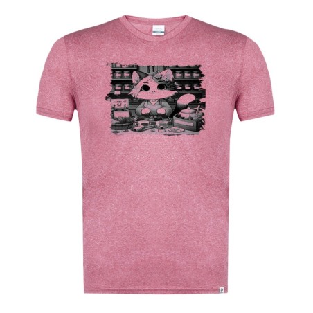 CAMISETA ROJA MEZCLA CON IMAGEN EN TONALIDADES NEGRAS gato herbolista animal profesion herbolisteria tshirt