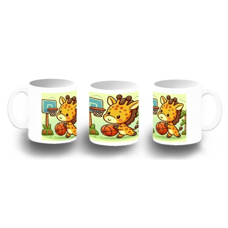 TAZA FOTOLUMINISCENTE girafa jugador animal deporte baloncesto BRILLA OSCURIDAD