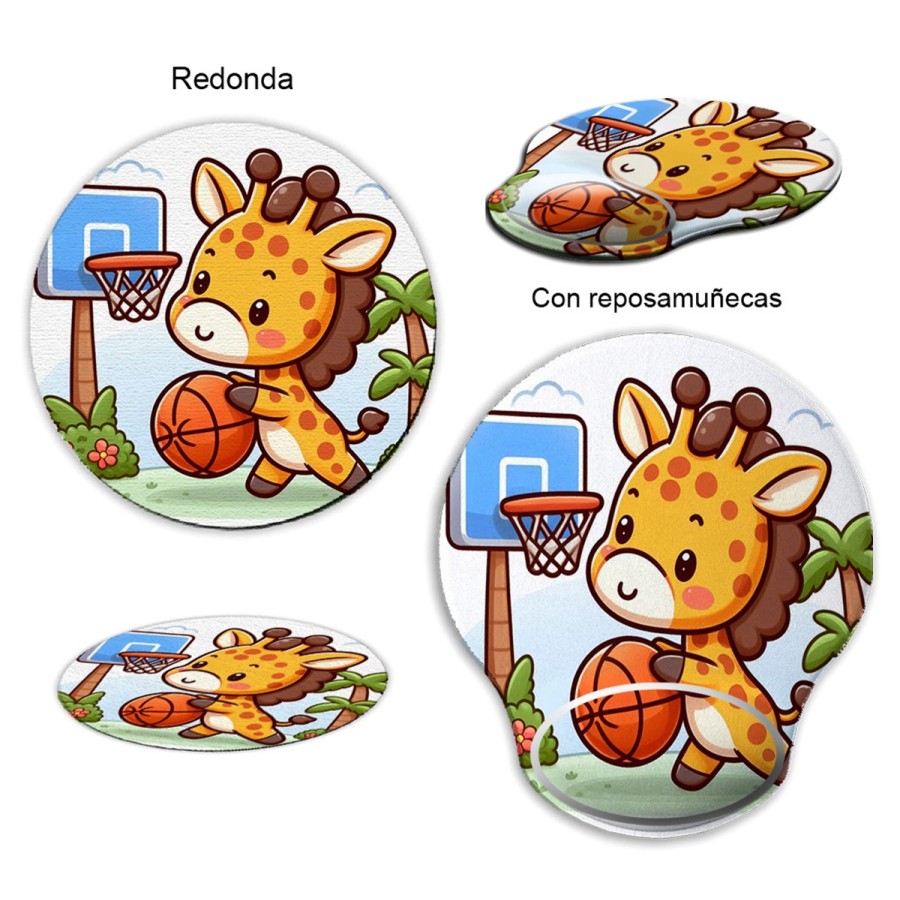 ALFOMBRILLA REDONDEADA girafa jugador animal deporte baloncesto curva curvada reposamuñecas pc raton