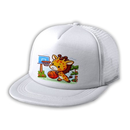 GORRA 5 PANELES REDECILLA TRASERA girafa jugador animal deporte baloncesto estilo rapero