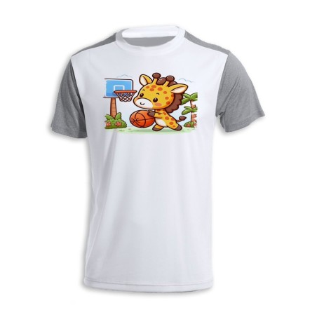 CAMISETA DISEÑO BICOLOR girafa jugador animal deporte baloncesto personalizada