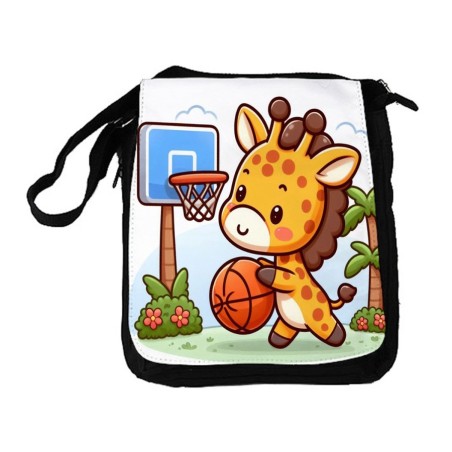 BANDOLERA REPORTERO MEDIANA BOLSO girafa jugador animal deporte baloncesto bolsa mochila hombro