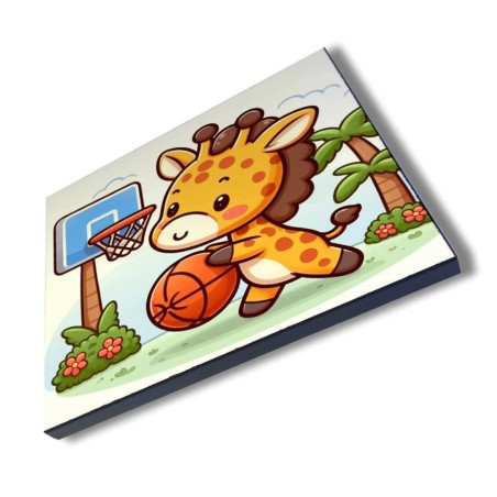 PANEL FOTOGRÁFICO DECORATIVO girafa jugador animal deporte baloncesto cuadro acabado brillante elegante pared