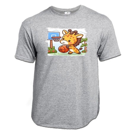 CAMISETA GRIS MEZCLA girafa jugador animal deporte baloncesto moda verano personalizada