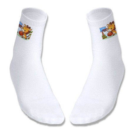 PAR DE CALCETINES SUAVES TALLA S-M girafa jugador animal deporte baloncesto deportivos moda poliester