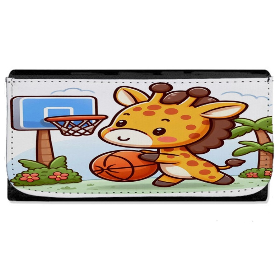 BILLETERA BILLETERO girafa jugador animal deporte baloncesto mujer señora negro monedero