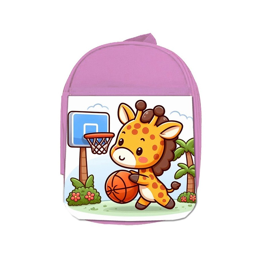 MOCHILA ROSA girafa jugador animal deporte baloncesto escolar personalizado picnic excursión deporte