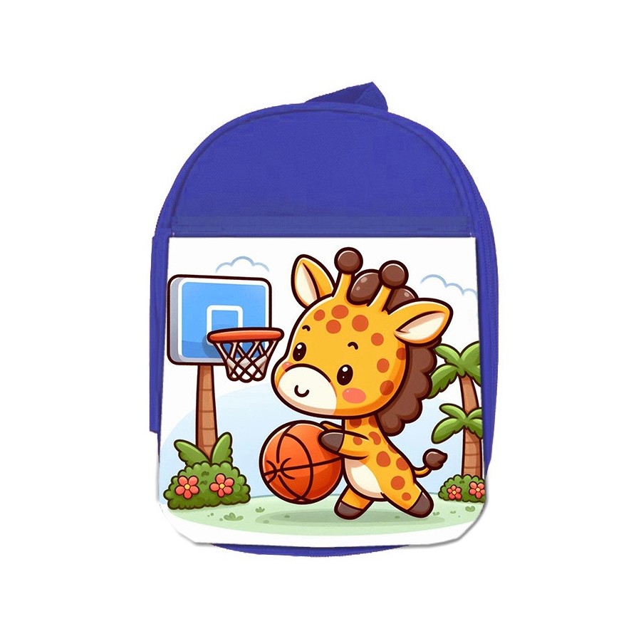 MOCHILA AZUL girafa jugador animal deporte baloncesto escolar personalizado picnic excursión deporte