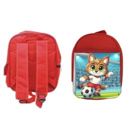 MOCHILA ROJA lince jugador futbol deporte futbolista escolar personalizado