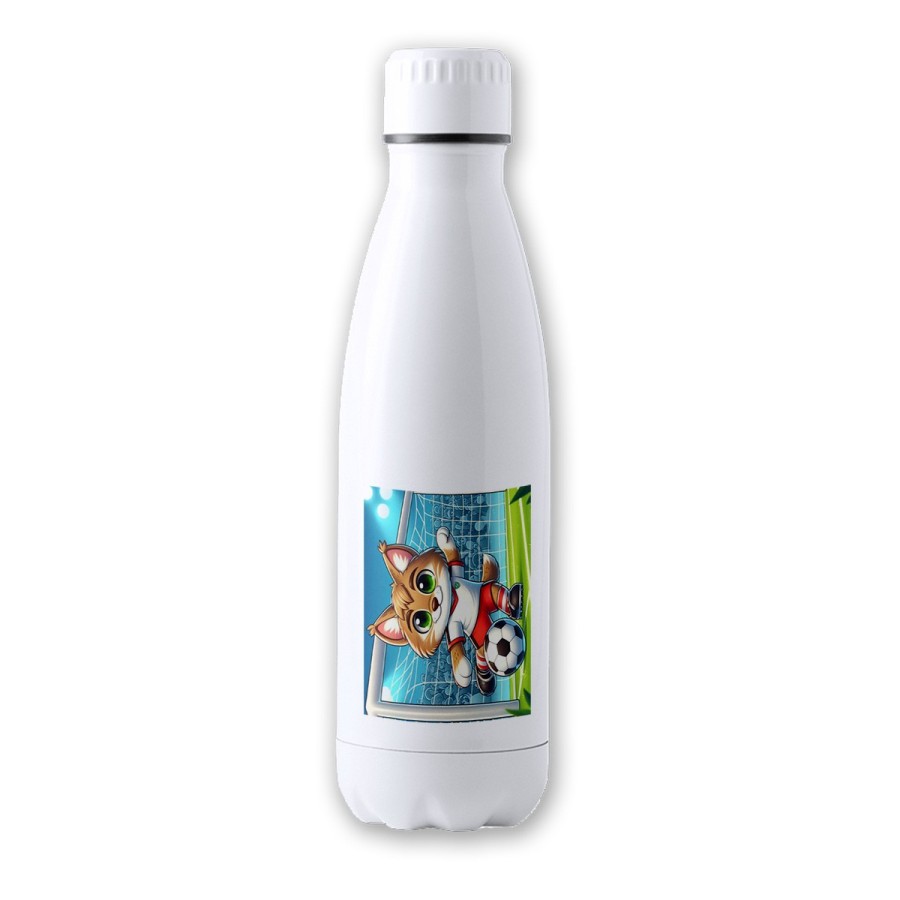 BIDON 700 ML ACERO INOXIDABLE lince jugador futbol deporte futbolista tapon seguridad botella