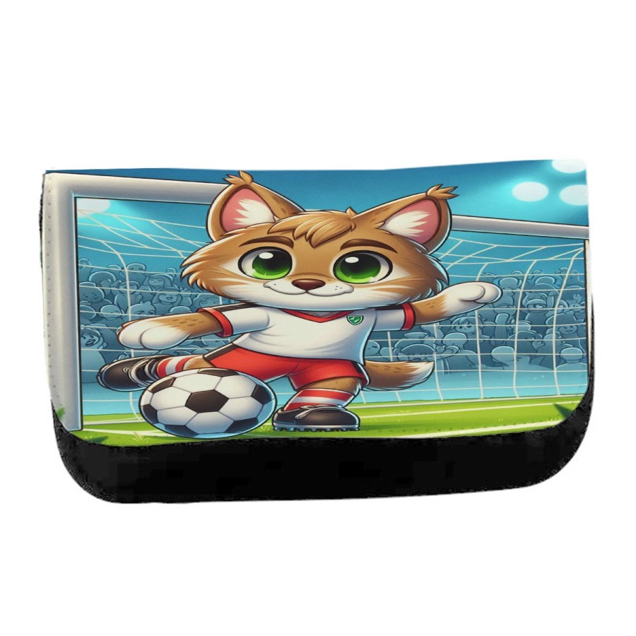 ESTUCHE NECESER DE LONA lince jugador futbol deporte futbolista unisex negro bolsa aseo multiusos