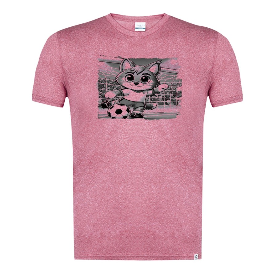 CAMISETA ROJA MEZCLA CON IMAGEN EN TONALIDADES NEGRAS lince jugador futbol deporte futbolista tshirt