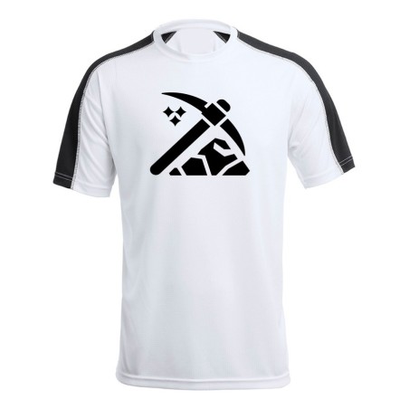 CAMISETA TÉCNICA FRANJA MANGAS NEGRA logo minero profesion mineria minerales personalizada