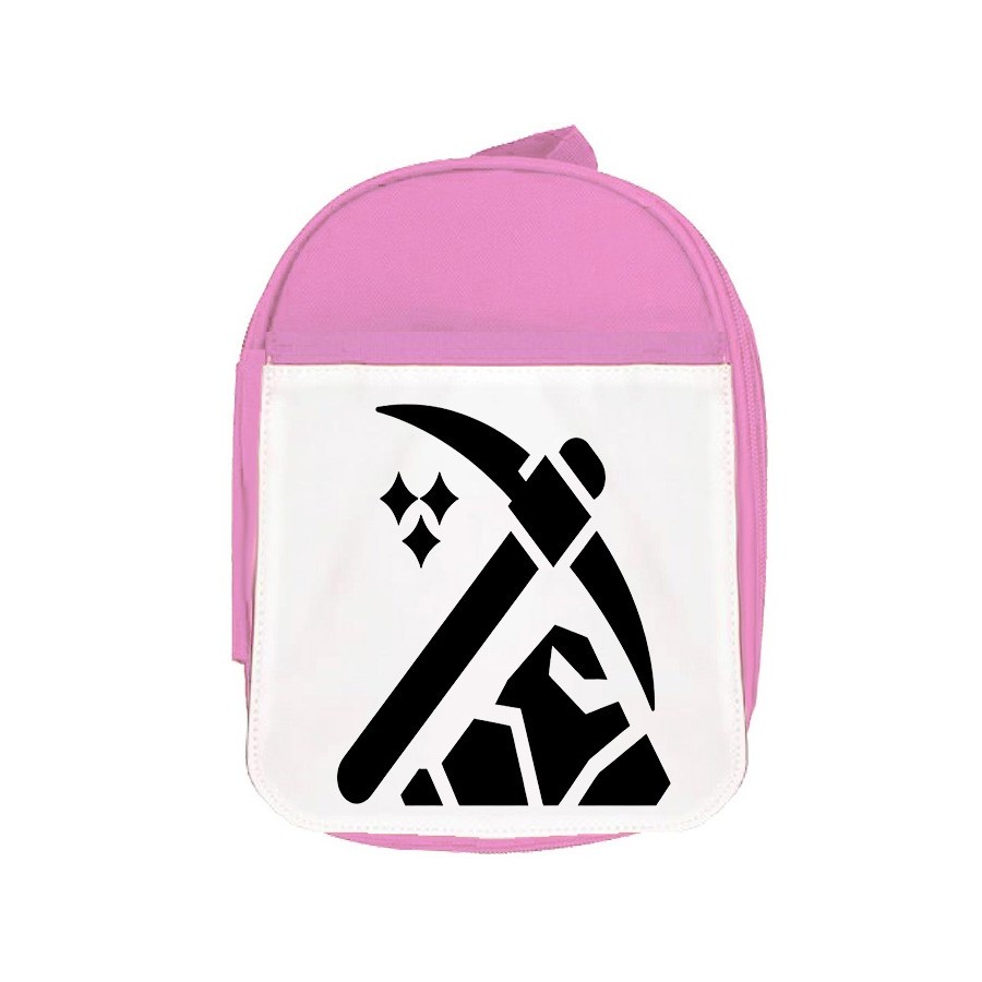 MOCHILA ROSA logo minero profesion mineria minerales escolar personalizado picnic excursión deporte