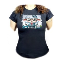 CAMISETA NEGRA MUJER oveja...