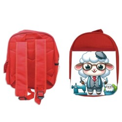 MOCHILA ROJA oveja sastre profesion sastreria moda escolar personalizado