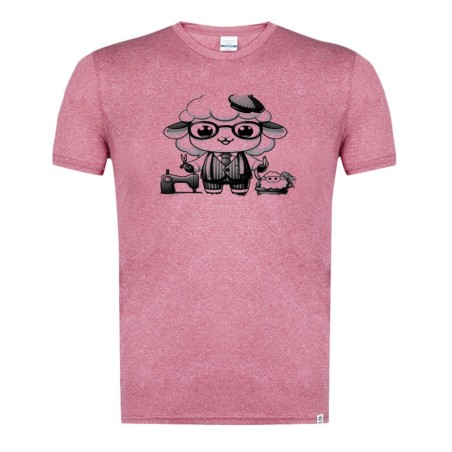 CAMISETA ROJA MEZCLA CON IMAGEN EN TONALIDADES NEGRAS oveja sastre profesion sastreria moda tshirt