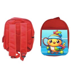 MOCHILA ROJA pajaro tenista...