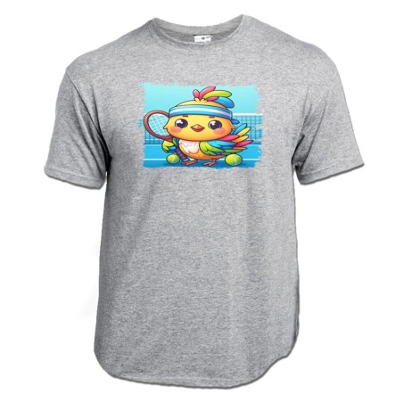 CAMISETA GRIS MEZCLA pajaro tenista deporte tenis animal moda verano personalizada