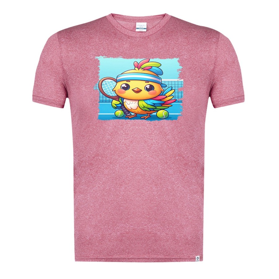 CAMISETA ROJA MEZCLA pajaro tenista deporte tenis animal moda verano tshirt