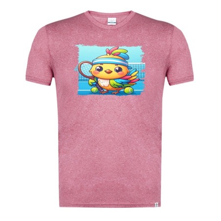 CAMISETA ROJA MEZCLA pajaro tenista deporte tenis animal moda verano tshirt