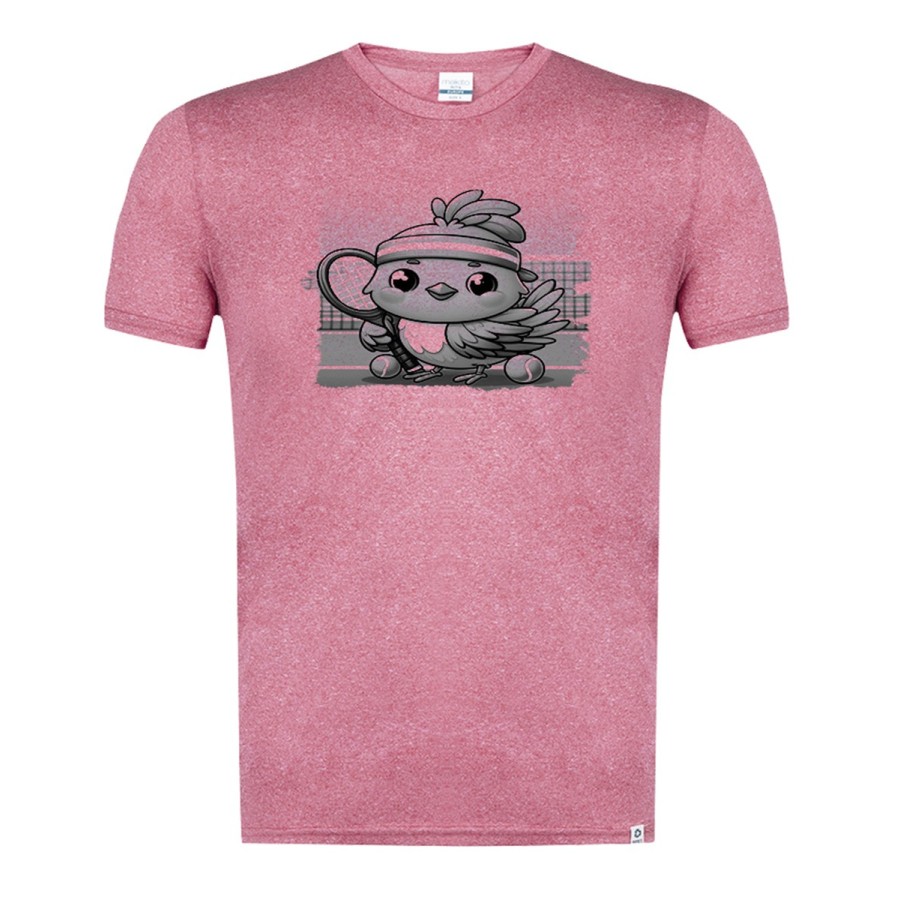 CAMISETA ROJA MEZCLA CON IMAGEN EN TONALIDADES NEGRAS pajaro tenista deporte tenis animal tshirt