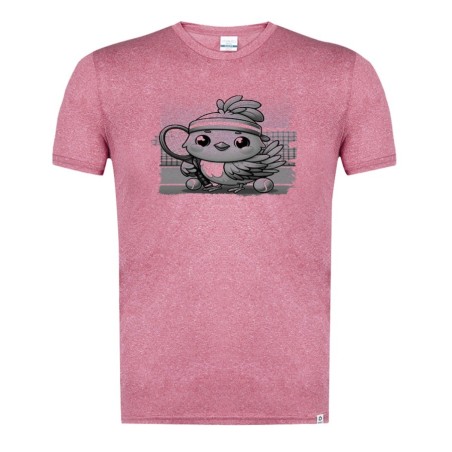 CAMISETA ROJA MEZCLA CON IMAGEN EN TONALIDADES NEGRAS pajaro tenista deporte tenis animal tshirt